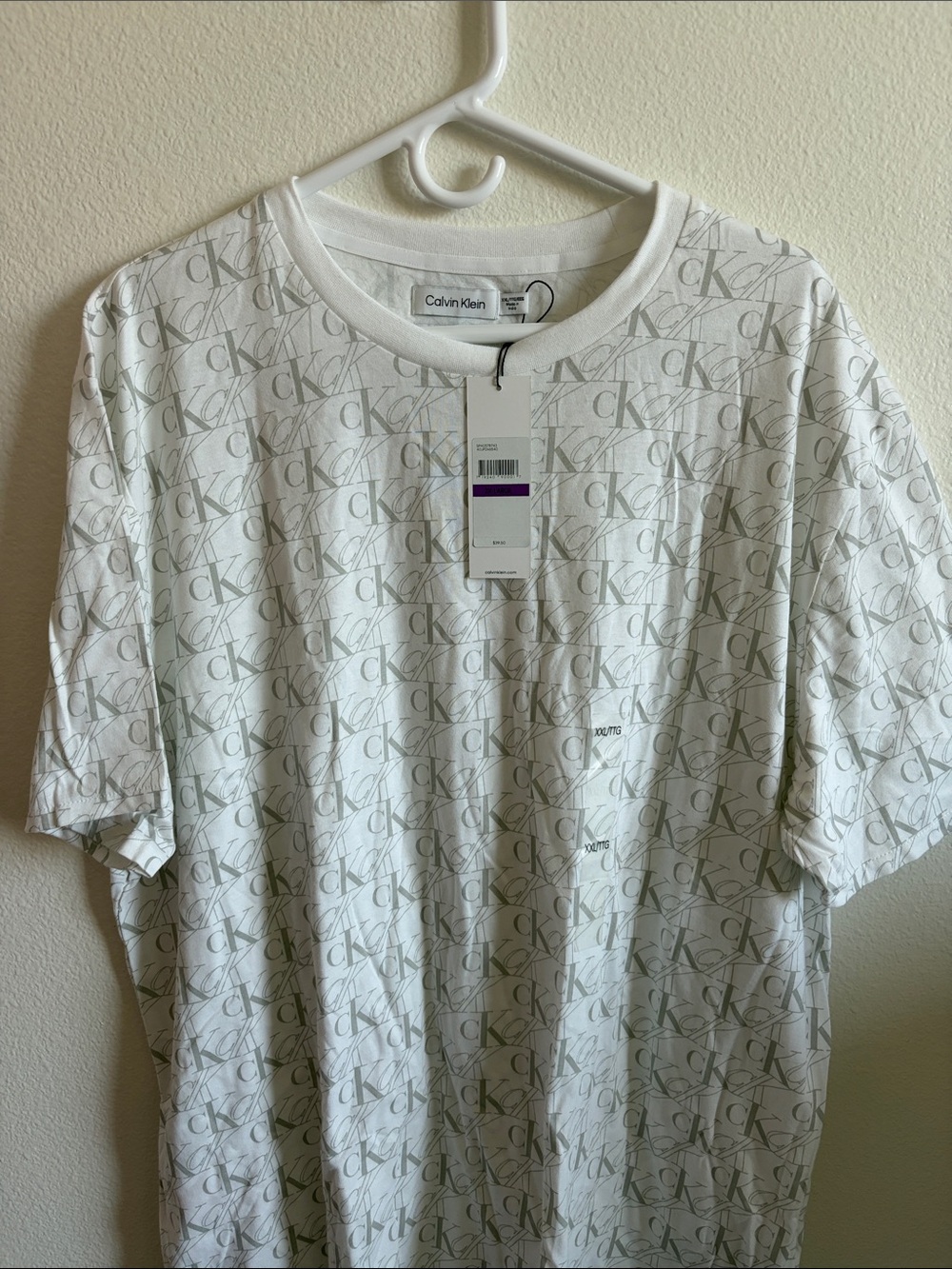 Calvin Klein Allover CK Monogram Short-Sleeve Tee in White